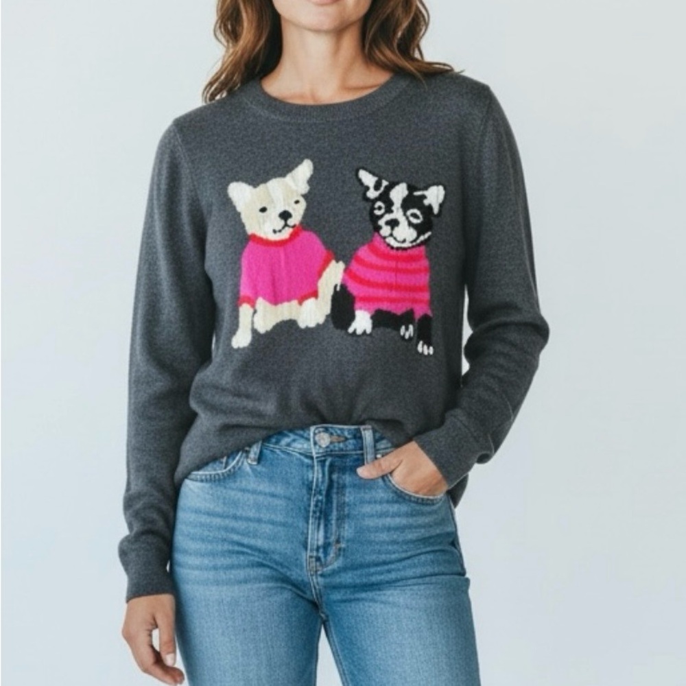 J Crew Mercantile Womens
Sweater Dark Gray French Bulldog
Knit Wool Blend Size S
